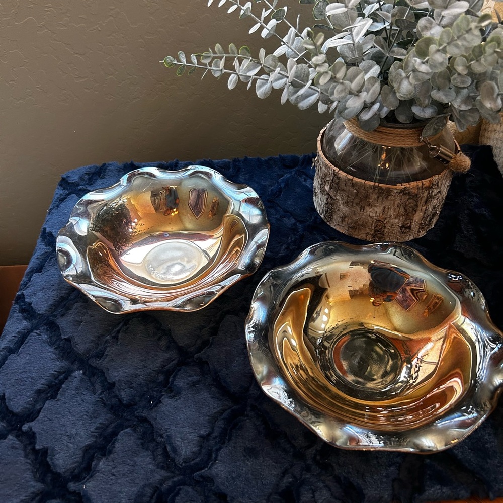 Beautiful crystal Peach Gold Big Bowls Set Of 2